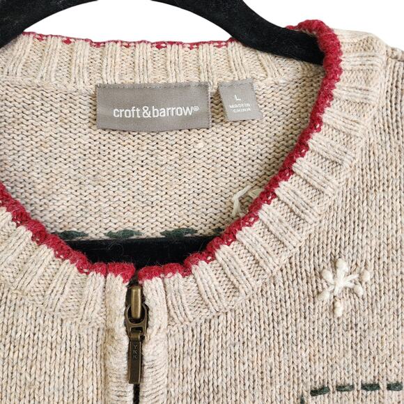 Croft & Barrow Womens Vintage Christmas Ice Skating Sweater Size Large Grandma - Picture 4 of 10